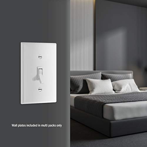 ENERLITES Toggle Light Switch, 3-Way or Single Pole, 15A 120-277V, Grounding Screw, Residential Grade, UL Listed, 83150-W-10PCS, White (10 Pack), 10 Count