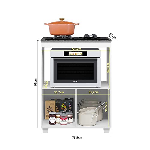 Balcão de Cozinha Moob para Cooktop 4 bocas 1 Porta Branco Fosco