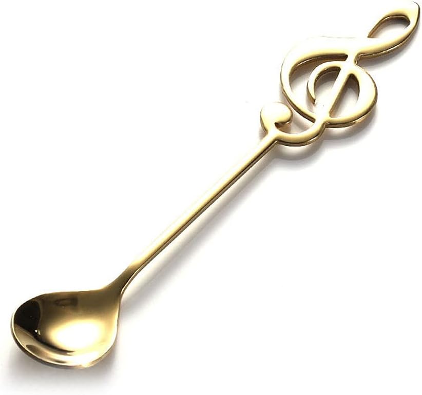 Tea Spoons Stainless Steel Spoon Music Note Coffee Creative Stirring Spoon Stainless Steel Spoon Cute Fresh Small Soup Spoon Coffee Spoon Ice Tea Spoons (Color : D, Size : 5 Pieces) (D 5 Pieces)