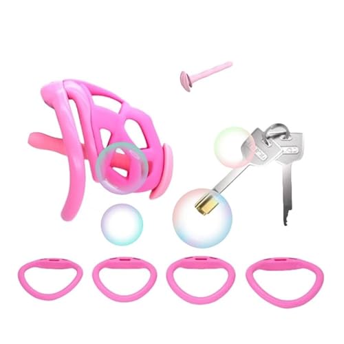 MäNs Rosa LäTt TräNing Skyddande Bur, BäRbar Andningsbar Bur Med Rosa Små RöR TillbehöR - Q Xs