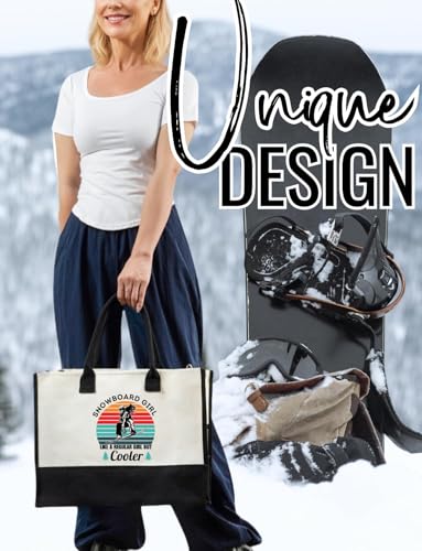 Bolso tote de lona para mujer de InnoBeta, con cierre de cremallera superior y correa para el hombro, regalo ideal para amantes del snowboard miniatura 2