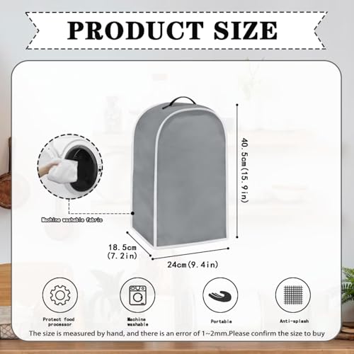 Yreiwoby Grey Blender Cover for Kitchen Small Appliance Dust Cover Solid Food Processor Dustproof Covers with Handle Blender Protection Accessories