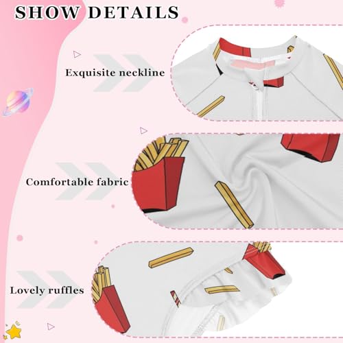 French Fries and Drinks Girls Rash Guard Swimsuits Long Sleeve One Pieces Bathing Suit UPF 50+ Zipper Swimwear4