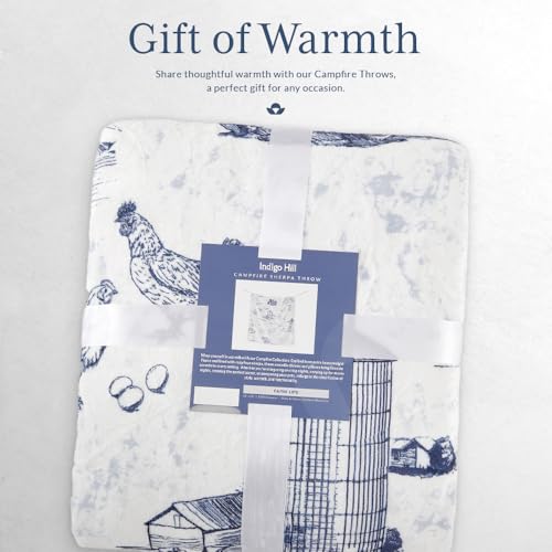 Image of Paseo Road Indigo Hill by HiEnd Accents Farm Life 54x68 Blue Throw Blanket