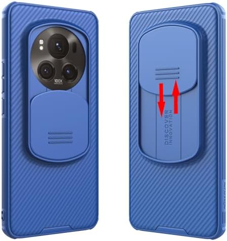 Honor Magic 6 Pro Case with Camera Cover, Corners Airbag Shockproof Protective Slide Cover Lens Protection Case Magic6 Pro (Blue)