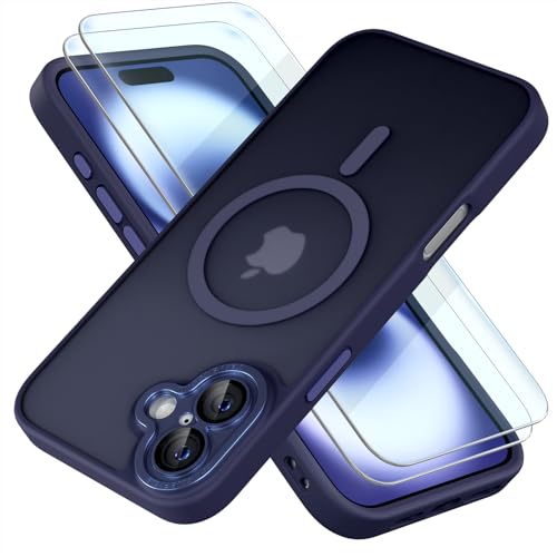 Misea Magnetic for iPhone 16 Case Compatible with MagSafe [Military Grade Drop Protection] Full Camera Lens Protector Translucent Matte Phone Case for Women Girls 6.1 inch, Deep Blue by Misea - Used condition - US$7.66