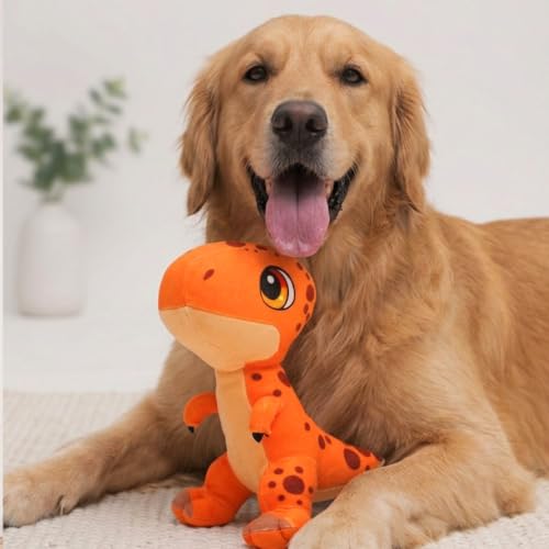Image of Mutt of Course Jurassic T-Rex Squeaky Dog Toy | Dinosaur Interactive Plush for Pets Fun Chew Accessory