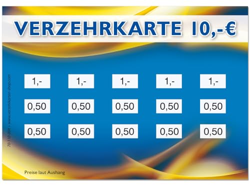 250 Verzehrkarten Motiv: Dorffest, DIN A7, Gesamtwert 10 Euro, Einzelwerte 0,50 und 1,- Euro, praktische Alternative zu Wertmarken, für Vereine & Gastronomie, einfaches bargeldloses Bezahlen