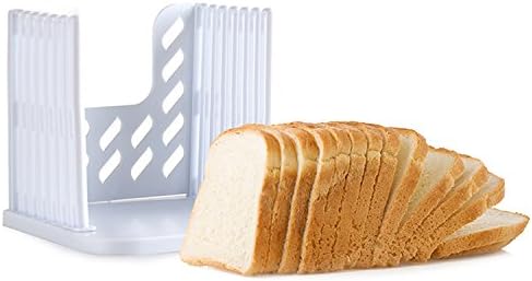 Kitchen Utensils And Tools Folding and Adjustable Bread Sandwich Bagel Slicer Yummy Sam Toast Slicer Machine Maker Homemade Cutter with 4 Thinknesses. (White)
