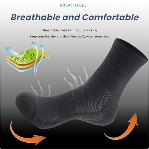 Men's Crew Socks Cotton Breathable Sweat-Absorption Athletic Socks for Men Boy Outdoor Casual Activity Cushioned Performance Workout Wear-resistant Sports Socks for Feet Size 6.5-11,6 Pairs One Set4