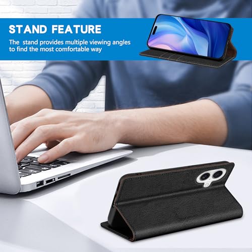 ZZXX for iPhone 17 Wallet Case with [RFID Blocking] Card Slot Stand Strong Magnetic Leather Flip Fold Protective Phone Case for iPhone 17 Case Wallet(Black-6.1 inch) by ZZXX - Used condition - Image 5