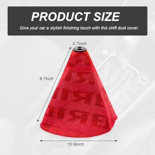 SHMZK Car Shift Boot Cover, Fabric Shifter Lever Knob Boot Dustproof Cover with Stitch, Manual Automatic Speed Shifter Boots Gear Gaiter for Most Vehicles, Car Accessories (Red)