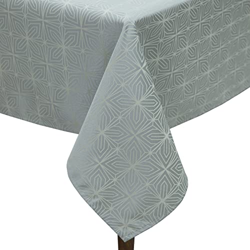 GLORY SEASON Nappe texturée, lavable, motif géométrique moderne, solide, tissu lourd, nappe rectangulaire, nappe pour cuisine, salle à manger, décoration de table (gris vert, 140 x 220 cm) Cover