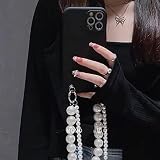 LMEIL Pearl Bracelet Chain Crossbody Necklace Lanyard Strap Case for Samsung Galaxy S22 S21 S20 Ultr
