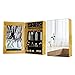 JRZTC Armoire de Rangement de Bijoux avec Miroir, Organisateur de Rangement de boîte à Bijoux en Bois, Armoire à Bijoux à Miroir Suspendu, 40 x 12 x 60 cm, Jaune