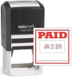MaxMark Q43 (Large Size) Date Stamp with Paid Self Inking Stamp - Red Ink