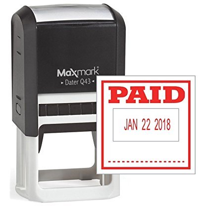 MaxMark Q43 (grande) Date Stamp con "PAGATO" Self inchiostrazione Stamp - Red Ink