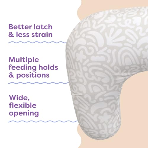 Boppy Nursing Pillow - Firm, Ergonomic U-Shaped Bottle and Breastfeeding Pillow with High Lift for Comfort and Support, Spacious Surface - Cream Retro Squiggles by Boppy - Image 4