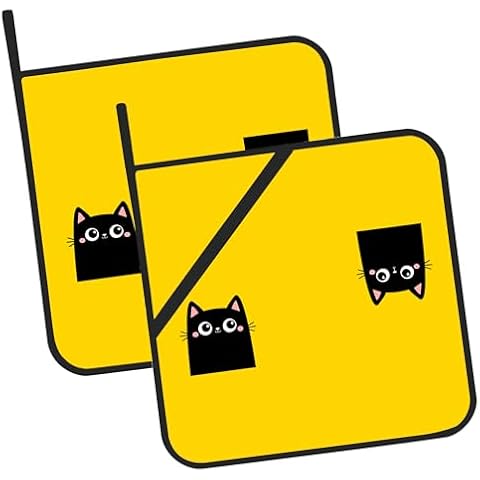 Two Black Kitten Face Pot Holders for Kitchen Heat Resistant Pot Holders Set of 2 Oven Hot Pads Pot Holders for Cooking Baking BBQ Gifts for Women Cover