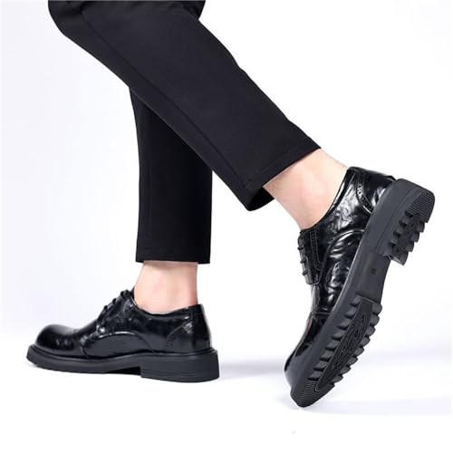 Men's Leather Derby Shoes Thick Sole Business Casual Brogue First Layer Cowhide Hand Grab Pattern British Style Shoes3