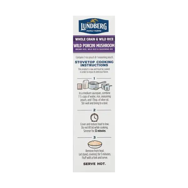 Lundberg Organic Whole Grain Rice & Wild Rice, Wild Porcini Mushroom, 6oz, Gluten-Free, Vegan, Kosher, USDA Certified Organic, Non-GMO Project Verified, 100% Whole Grain 6