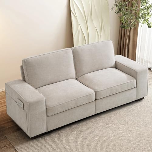 TEKAMON 73\" Modular Sofa Couch with Seat Storage, Modern 2-Seater Chenille Fabric Loveseat Sofa for Living Room, Office, Apartment with Deep Seat, Wide Armrest, USB Port, Side Pockets, RemovableCover