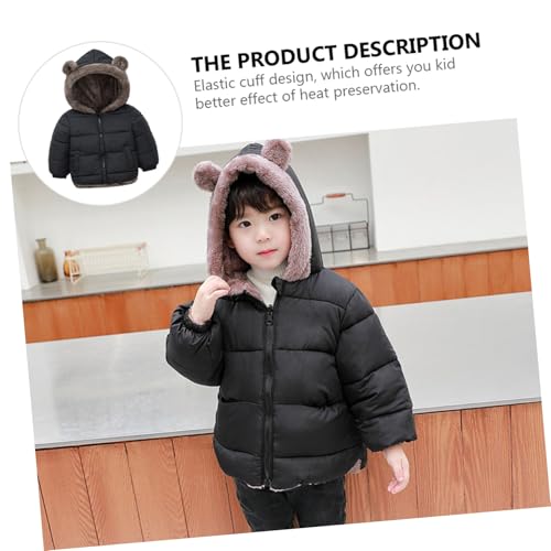 Abrigo de invierno con capucha para niño de 110 cm en color negro 3