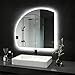 Specchio Da Bagno Semicerchio Con LED E Antiappannamento - Retroilluminato Dimmerabile 3 Temperature Colore - 50x100cm - 2