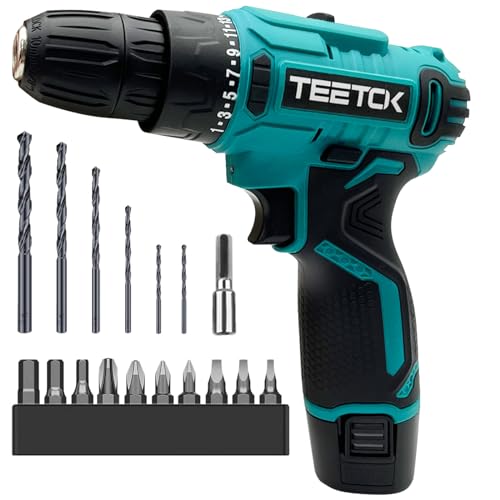 Akkuschrauber, Akku Bohrmaschine 40N.M, Akku Bohrschrauber 12V Mit 25 Drehmomenteinstellung, Bohrmaschinensets Mit 17 Bohrer Zubehör, Schlagschrauber für verschiedene Heimwerker, Eins Batterie