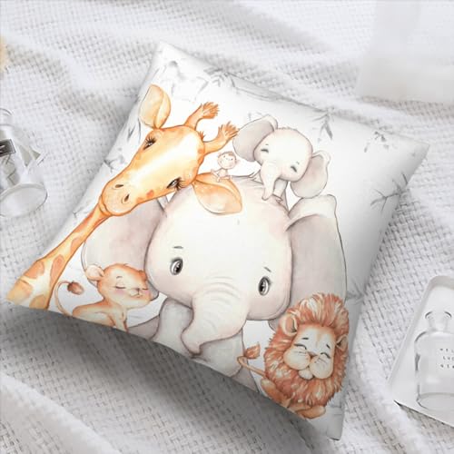 Africa Safari Animals Kids Pillow Nursery Decoration Velvet Throw Pillow Covers Sofa Pillowcase Car Square Throw Pillowcases Home Decoration 10x10Inch, Style 3, WXB6666 - Image 5