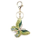 TOPASION Cute Butterfly Rhinestone Keychain for Women Charms for Purses (Green B)