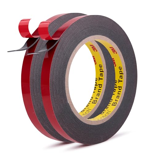3M Automotive PT1100 Acrylic Plus Attachment Tape 0.39" x 18Ft Pack of 2 Double Sided Tape Heavy Duty for Moldings Claddings Panels Pads and Other Car Automotive Applications