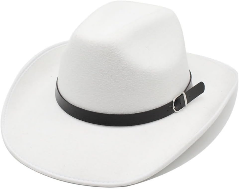 Classic Wool Felt Fedora Hat, Black with Leather Band, Wide Brim, Western Style