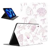 Yomjew Cute Summer Beach Tablet Case for iPad Air 11 Inch (M3 2025/M2 2024)/Air 5th 2022/4th 2020 Gen 10.9",Kawaii Pink Shell Pattern,Cool Protective Tablet Cover Flip PU Leather Stand Funda