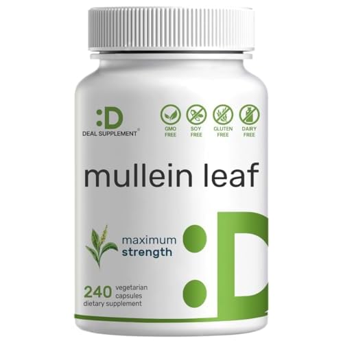 Mullein Leaf Extract 20,000mg, 240 Veggie Capsules – 4 Month Supply – Lung Cleanse & Detox Herbal Supplement – Supports Respiratory & Immune Hea