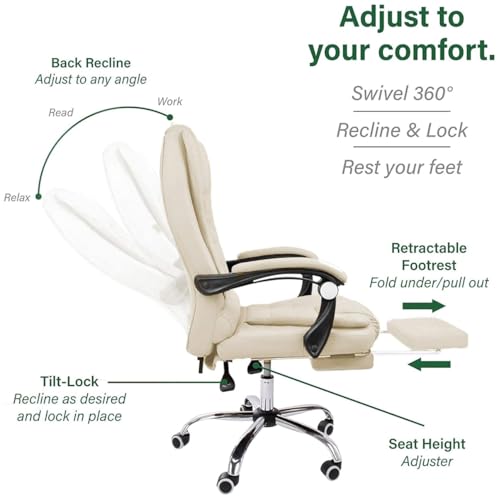 Cadeira de Escritório de Massagem Presidente Home Office Giratória Executiva (Branco)