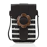 Soleebee Handy Umhängetasche Geflochtener Boho PU Leder Handytasche Damen Crossbody Geldbörse Handy Schultertasche mit Abnehmbar Schultergurt für Handy unter 7 Zoll - Schwarz