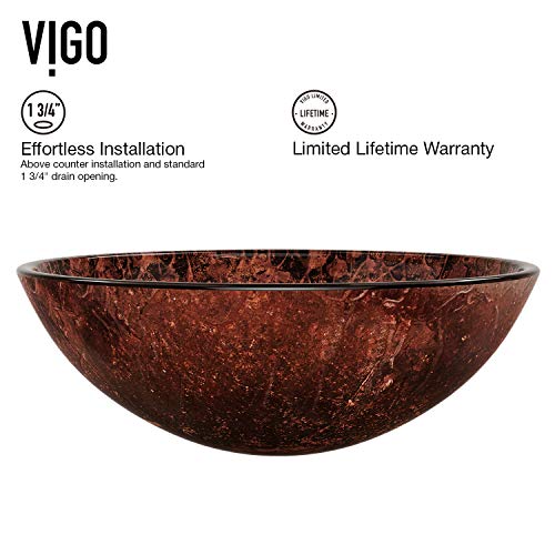 Vigo Vg07028 Mahogany Moon Tempered Glass Vessel Sink, Copper #TOP4