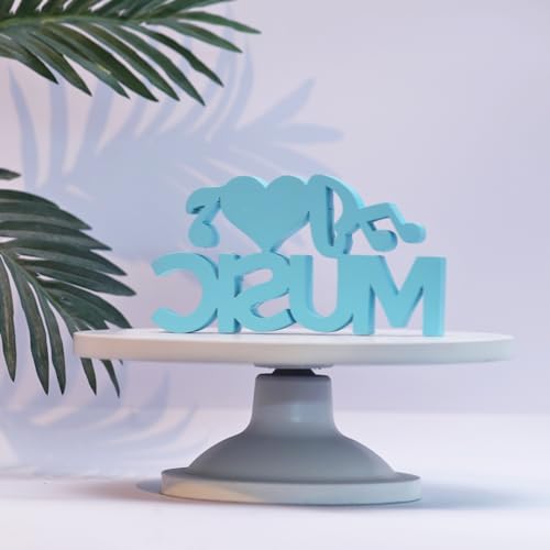 Image of NUKKAD TALES I Love Music Blue Quirky Showpiece Home Decor Items for Living Room Decoration Items for Book Shelf Study Table for Students Birthday Gift Items Music Lovers (8 x 4.20 inch)