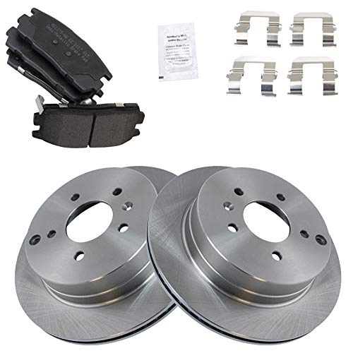 Image of TRQ Rear Brake Pad and Rotor Set Semi Metallic Vented Rotors Compatible with 2012-2015 Chevrolet Captiva Sport 2007-2009 Equinox 2007-2009 Pontiac Torrent 2008-2010 Saturn Vue 2007-2009 Suzuki XL-7