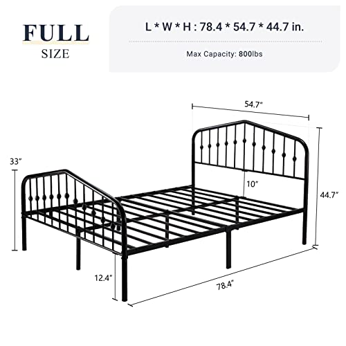Allewie Full Size Metal Platform Bed Frame With Chic Headboard And Footboard, Modern Design With Large Storage Space, No Box Spring Needed, Easy Assembly, Black #TOP1