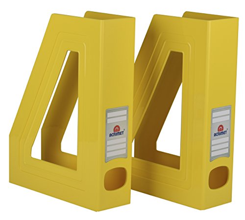 Acrimet-Magazine-File-Holder-Vertical-Desk-Organizer-Yellow-2-Pack Acrimet Magazine File Holder, Vertical Desk Organizer, Yellow, 2 Pack - Image 1
