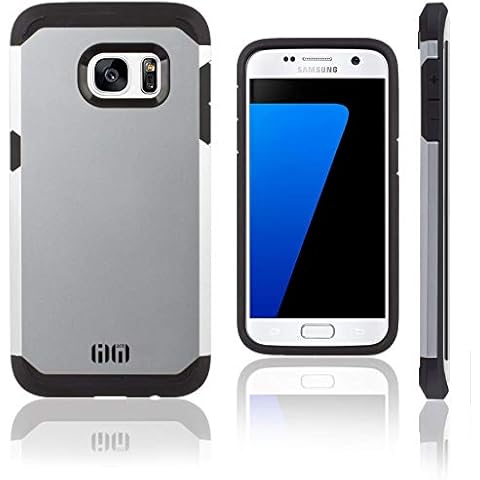 Lilware Angular Armor Hard Plastic Case for Samsung Galaxy S7 edge. Rugged Dual Layer Protective Cover. Black/Silver Color Cover
