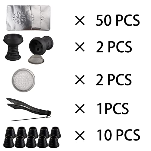 Hookah Zubehör-Set für Shisha-Tabakschüssel, mit 2 roten Tonschüsseln und 50 robusten Aluminiumfolien, 10… – Bild 3