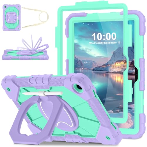 Image of WESOROL Case for Samsung Galaxy Tab A11 Plus Galaxy Tab A9 Plus 11 Inch,Shockproof Cover for Samsung Tablet A11+ /A9+ Case with Screen Protector 360 Rotating Stand Pencil Holder,Purple Green