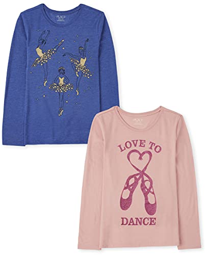 The Children's Place girls The Children's Place Long Sleeve Graphic T- 2-pack Shirt, Dance, XX-Large US