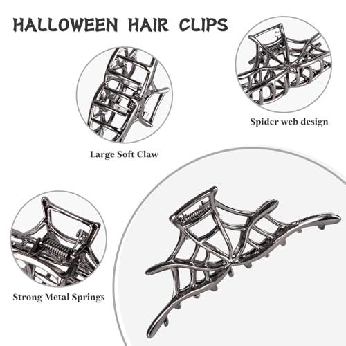 4 PCS Metal Spider Hair Claw Clips for Women, Goth Hair Accessories, Halloween Gifts for Women