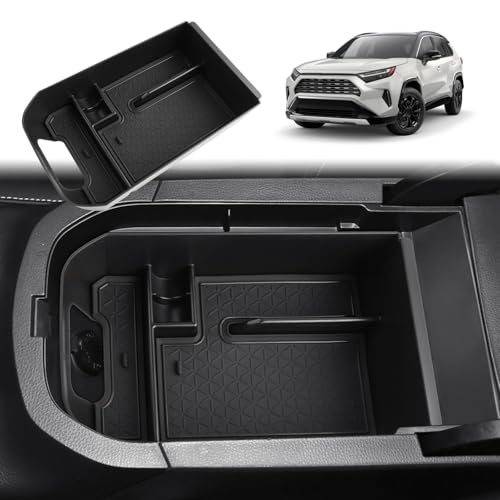 GAFAT Kompatybilny z Toyota RAV4 2019-2025 XA50/Hybrid/Plug in Hybrid Skrzynka na środkową konsolę, Organizator na podłokietnik RAV4 2024, na monety i telefon, z matakami, akcesoria RAV4 2025