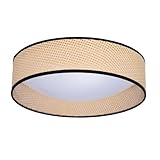Alpinaluz Plafón LED Redondo de Techo 30W CCT 3000K 4000K 6000K – Pantalla Trenzada de Ratán Natural Ø40 cm – Estilo Nórdico Boho – Iluminación Decorativa para Salón, Dormitorio o Comedor