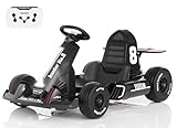 XJD 12V 7Ah Battery Electric Go Kart with Adjustable Seat, Powered Pedal Go Karts for 37-96 Months Kids Youths on Car Electric Vehicle Car for Boys Girls (Black)